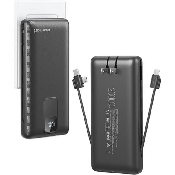 Portable charger 20000mAh power bank with cables wall plug fast charging - Picture 7 of 7